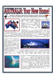 English Worksheet: Tense Review - Australia: Your New Home - All Tenses: Past/Present/Future