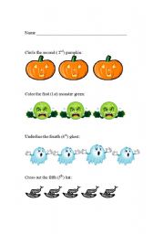 English worksheet: Halloween - ordinal numbers