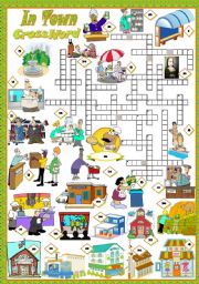 English Worksheet: IN TOWN - Crossword