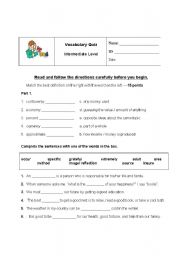 English Worksheet: Vocabulary Test