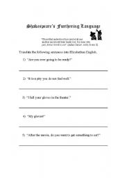 English Worksheet: worksheet to accompany Elizabethan to Moderen english PowerPoint