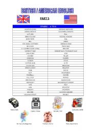 English Worksheet: BRITISH VS AMERICAN ENGLISH - PART 5 AND LAST (ALL OTHER WORDS)