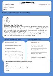 English Worksheet: Troy Harvest-Reading Test