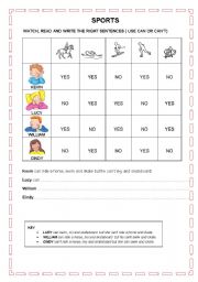 English worksheet: SPORTS