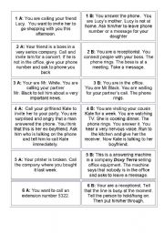 English Worksheet: telephone talks