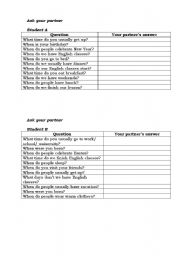 English worksheet: prepositions of time at, in, on