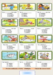 English Worksheet: PRESENT CONTINUOUS/ Multiple
