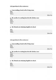 English worksheet: present continuous