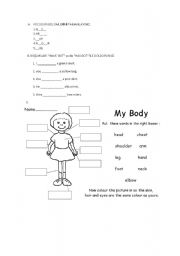 English Worksheet: body parts