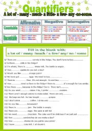 English Worksheet: Quantifiers ( Countable/ uncountable nouns)