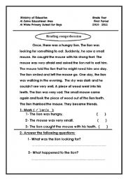 English Worksheet: comprehension