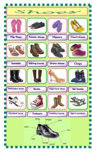 Types of shoes worksheets