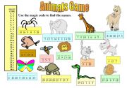 English Worksheet: Animals Game