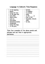English worksheet: Time / Sequence