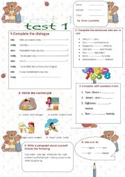 English Worksheet: test  for beginners