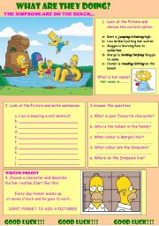 The Simpsons+Present Continuous+Activities+Writing Project!!