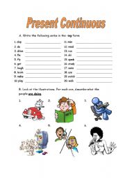 English Worksheet: Present Continuous Exercise