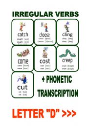 English Worksheet: Set2: Irregular verbs cards + phonetic transcription