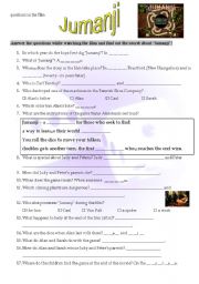 English Worksheet: jumanji - questions on the film