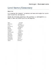 English worksheet: negative and positive adjectives