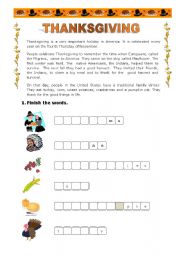 English Worksheet: Thanksgiving