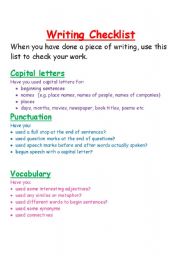 English Worksheet: writing checklist