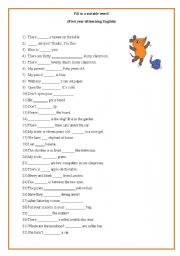 English Worksheet: General vocabulary test: First year of English