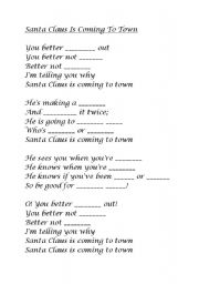 English Worksheet: Santa Claus is coming to town