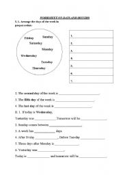 English Worksheet: DAYS AND MONTHS