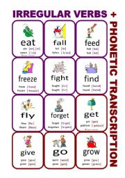 English Worksheet: Set3: Irregular verbs cards + phonetic transcription