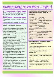 English Worksheet: Conditional Sentences - Type 1