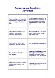 English Worksheet: Adventure conversation