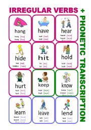 Set4: Irregular verbs cards + phonetic transcription