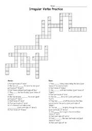 English Worksheet: English irregular verbs Crossword puzzle