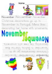 English Worksheet: Months of the Year: November and December (4 worksheets color and B & W)