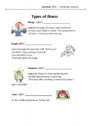 English worksheet: Type of illness