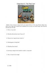 English worksheet: Camp Rock 2 The final Jam