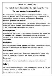 English worksheet: choose a career