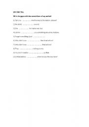 English worksheet: Say and Tell