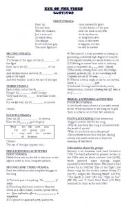 English Worksheet: EYE OF THE TIGER