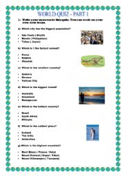 English Worksheet: World Quiz / Superlative form 