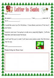 English Worksheet: Letter to Santa