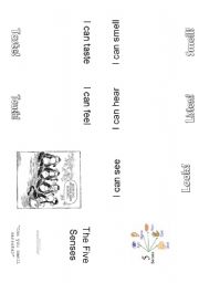 English Worksheet: The Senses presented in a Mini Book