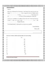 English worksheet: job application letter 