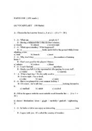 English Worksheet: 9th test