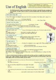 English Worksheet: Use of English. Practise for proficiency test.