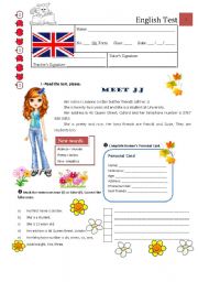 English Worksheet: Test A - 5th Grade