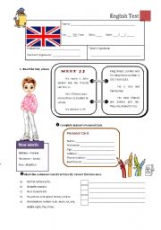 English Worksheet: Test B - 5th Grade