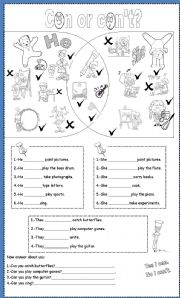 English Worksheet: Can or cant