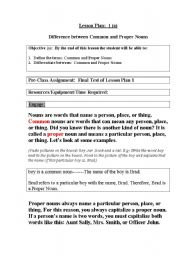 English worksheet: Difference: Common and Proper Nouns